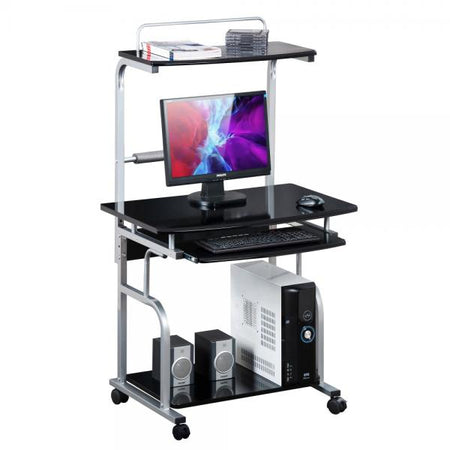 TECHLY ICA-TB 7800BK - SCRIVANIA MOBILE CON PIANO TASTIERA ESTRAIBILE - NERO LUCIDO