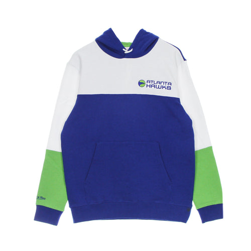 MITCHELL & NESS Felpa Cappuccio Uomo Nba Fusion Fleece 2.0 Hardwood Classics Atlhaw Royal/white da uomo