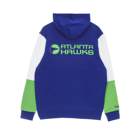 MITCHELL &amp; NESS Felpa Cappuccio Uomo Nba Fusion Fleece 2.0 Hardwood Classics Atlhaw Royal/white da uomo
