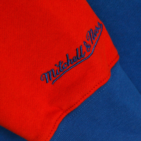 MITCHELL &amp; NESS Felpa Cappuccio Uomo Nba Fusion Fleece 2.0 Hardwood Classics Loscli Royal/white da uomo