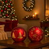 Palla di Natale in vetro rotante con luci batteria per decorazioni di natale