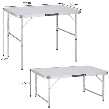 Tavolo Campeggio Picnic Alluminio 90x60x70 Pieghevole Valigetta Piano Formica