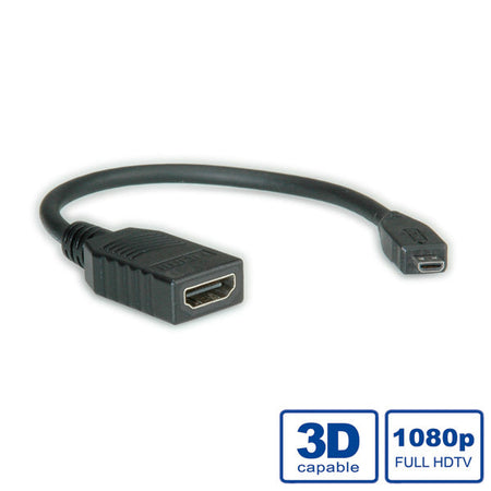 ADATTATORE MICRO HDMI-HDMI 4K M/F 3840x2160 @30Hz CON CAVO 0,15MT