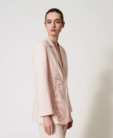 Twinset Giacca donna in misto lino con ricamo 251TP2160
