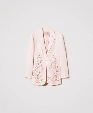 Twinset Giacca donna in misto lino con ricamo 251TP2160