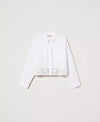 Twinset Camicia donna boxy in popeline con pizzo