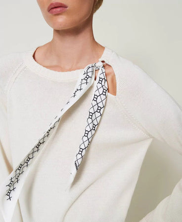 Twinset maglia donna con foulard logato 251TP3210