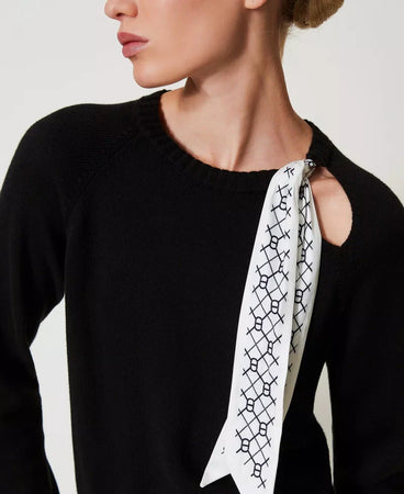 Twinset maglia donna con foulard logato 251TP3210