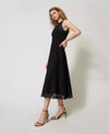 Twinset abito donna lungo in popeline con pizzo