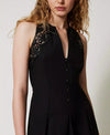 Twinset abito donna lungo in popeline con pizzo