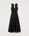Twinset abito donna lungo in popeline con pizzo