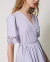 Twinset Abito donna longuette in popeline con pizzo