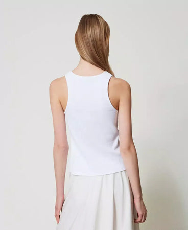 Twinset T-shirt donna Top a costine con catena