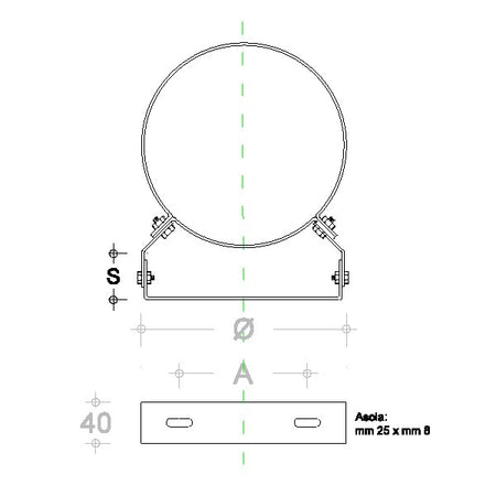 Collare in rame da 140mm pesante regolabile fascetta murale