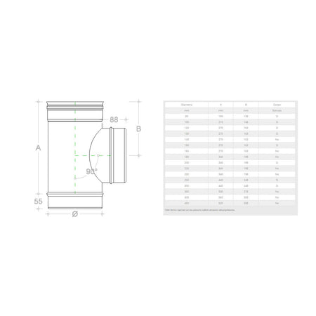 Raccordo a T braga a 90° in rame MF codino M da 100mm