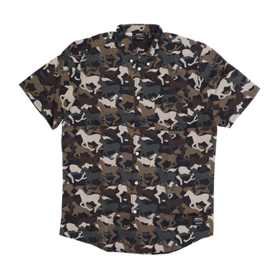 WESC Camicia Manica Corta Uomo Oden Wild Horses Aop Shirt Black da uomo