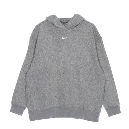Nike Felpa Cappuccio Donna Essential Collection Fleece Hoodie Dk Grey Heather/base Grey/white da donna