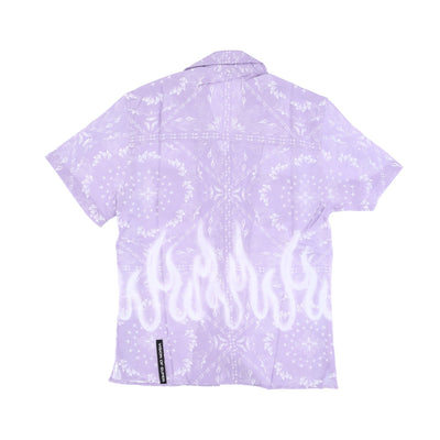 VISION OF SUPER Camicia Manica Corta Uomo Spray Flames Bandana Shirt Lilac da uomo
