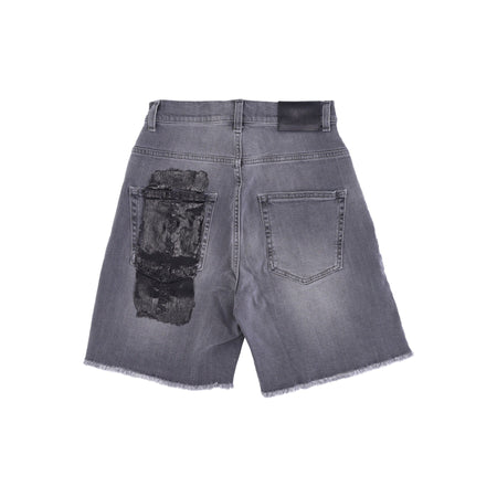 VISION OF SUPER Jeans Corto Uomo Black Coating Denim Shorts Grey da uomo