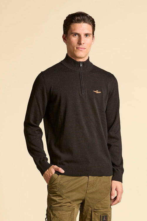 Aeronautica Militare Maglia uomo in cotone mezza zip