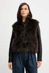 Twinset Giacca donna in eco-pelliccia e pelle sintetica con bottoni