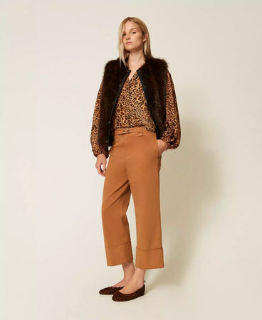 Twinset Pantalone donna cropped in bull