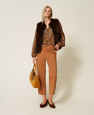 Twinset Pantalone donna cropped in bull