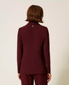Twinset Giacca donna blazer in crêpe slim con Oval T viola Winetasting
