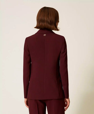 Twinset Giacca donna blazer in crêpe slim con Oval T viola Winetasting