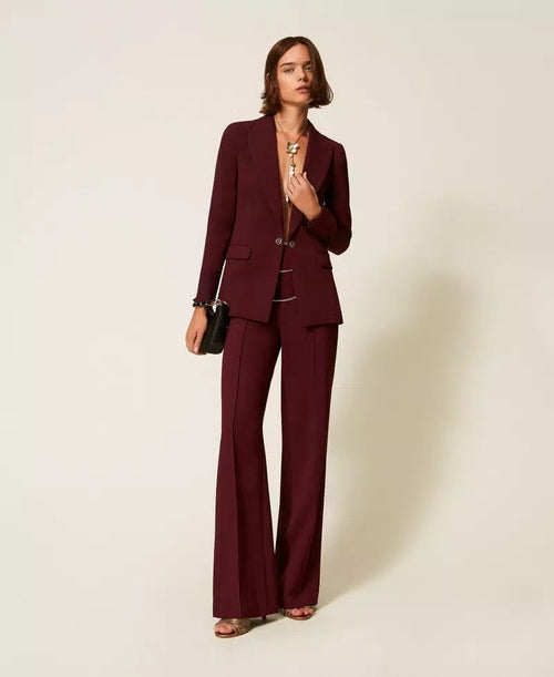 Twinset Giacca donna blazer in crêpe slim con Oval T viola Winetasting