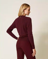 Twinset maglia donna con cut-out e incrocio viola winetasting