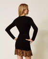 Twinset Abito donna corto in maglia con inserto animalier