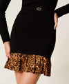 Twinset Abito donna corto in maglia con inserto animalier
