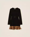 Twinset Abito donna corto in maglia con inserto animalier