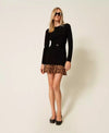 Twinset Abito donna corto in maglia con inserto animalier