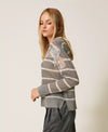 Twinset Maglia donna in misto mohair con pizzo e spacchi