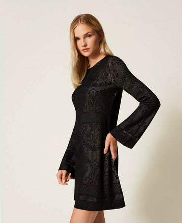 Twinset Abito donna corto in maglia traforata