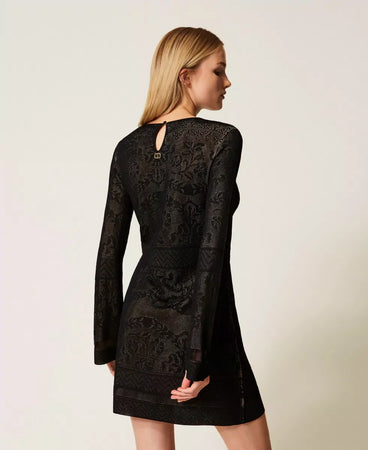 Twinset Abito donna corto in maglia traforata