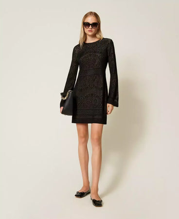 Twinset Abito donna corto in maglia traforata