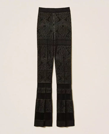 Twinset Pantaloni donna flare in maglia traforata