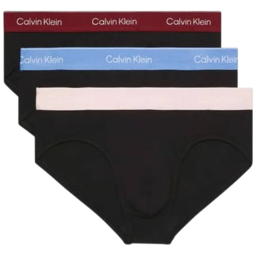 Calvin Klein pack 3 slip neri con fascia colorata LV00NB43882VA