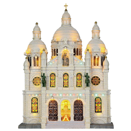 Cattedrale Europea, edificio luminoso per villaggio di Natale in poliresina
