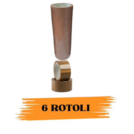 EcoPrice® Nastro Adesivo Imballaggio Colorato Avana C. 48mmx132m 6 Rotoli Scotch