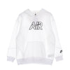 Nike Felpa Leggera Cappuccio Donna Sportswear Air Fleece Hoodie White/white/black da donna