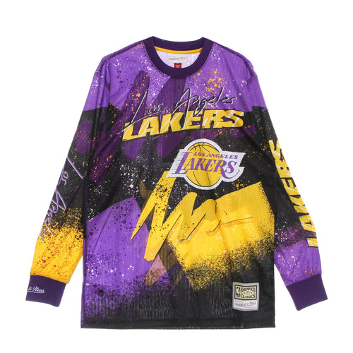 MITCHELL & NESS Maglietta Manica Lunga Uomo Nba Hyper Hoops Moto L/s Hardwood Classics Loslak Dark Purple da uomo