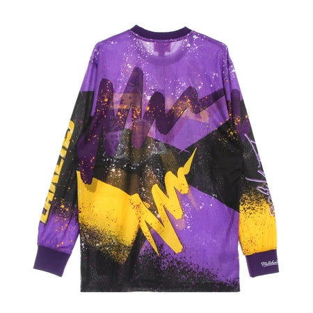 MITCHELL &amp; NESS Maglietta Manica Lunga Uomo Nba Hyper Hoops Moto L/s Hardwood Classics Loslak Dark Purple da uomo
