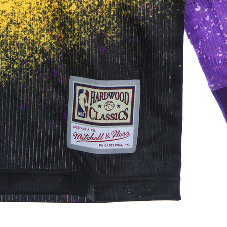 MITCHELL &amp; NESS Maglietta Manica Lunga Uomo Nba Hyper Hoops Moto L/s Hardwood Classics Loslak Dark Purple da uomo