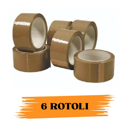 EcoPrice® Nastro Adesivo Imballaggio Colorato Avana S. 48mmx66m 6 Rotoli Scotch