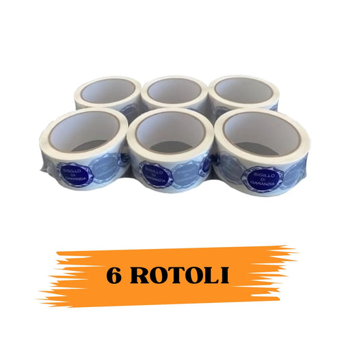 EcoPrice® Nastro Adesivo Imballaggio SIGILLO DI GARANZIA 48mmx66m 6 Rotoli Scotch