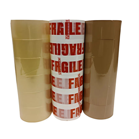 36 Rotoli Nastro Adesivo 48x66 12 Trasparente,12 Avana 12 Fragile Scotch